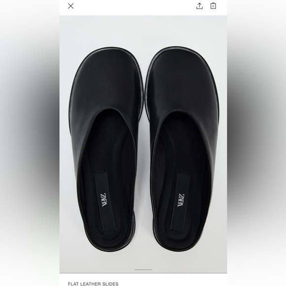 ZARA FLAT LEATHER SLIDES - Picture 4 of 4